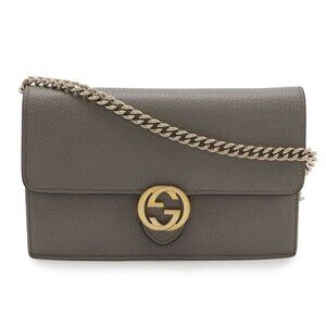 Gucci Interlocking Logo Chain Wallet Shoulder Bag 2-Way Clutch